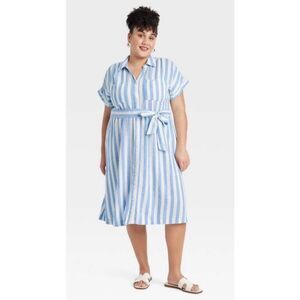 Ava & Viv Light Blue and White Midi Dress